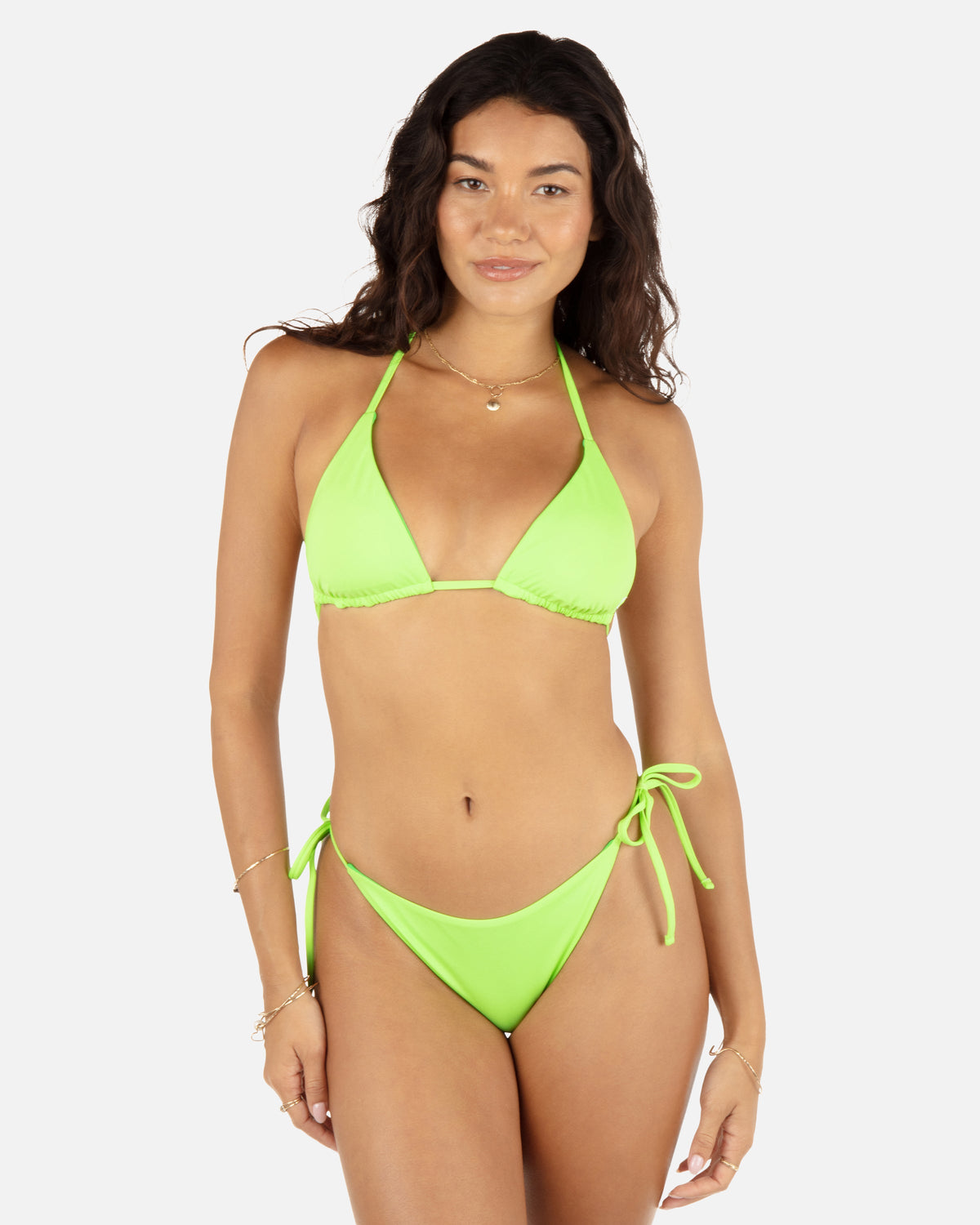 Solid Reversible Cheeky Tie Side Bottom in Key Lime/Grass Green