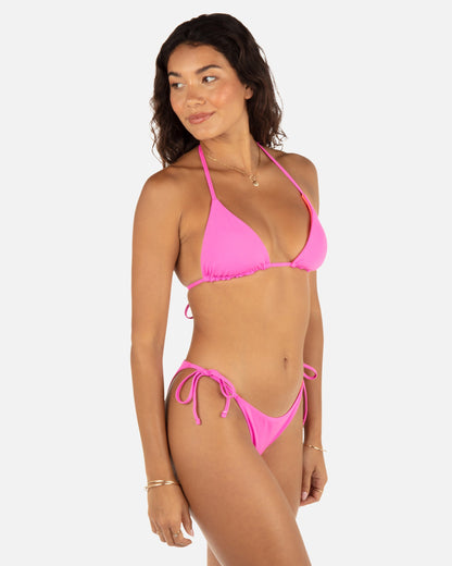 Solid Classic Triangle Bikini Top in Disco Pink/Maraschino
