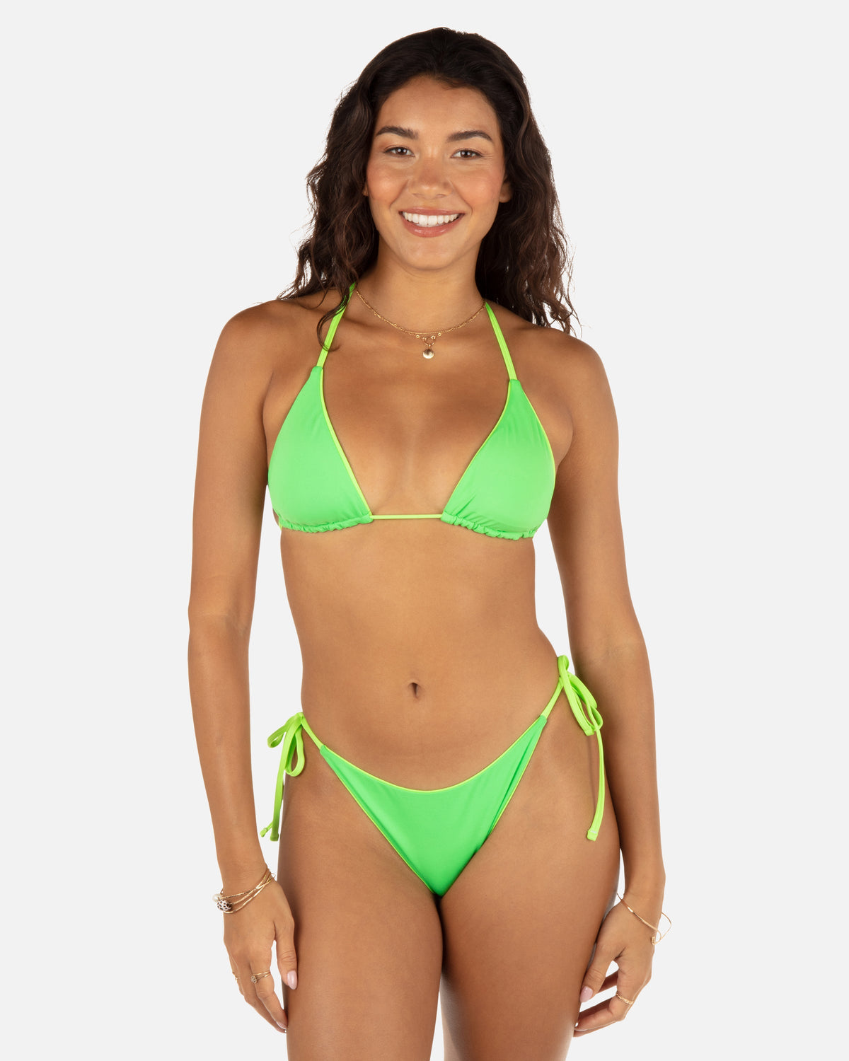 Solid Classic Triangle Bikini Top in Key Lime/Grass Green