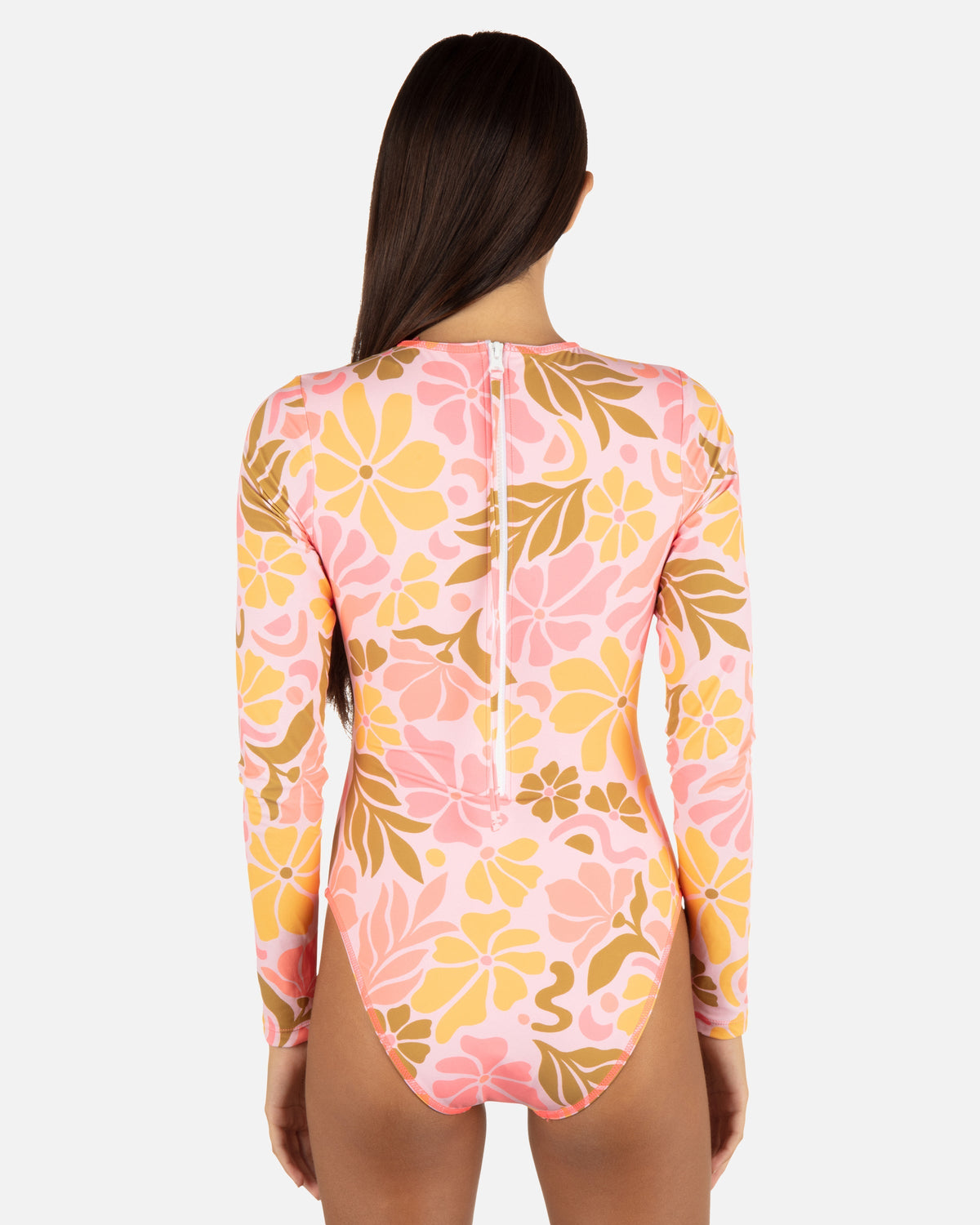Isola Cut Out Long Sleeve Moderate Surfsuit in Coral Blossom