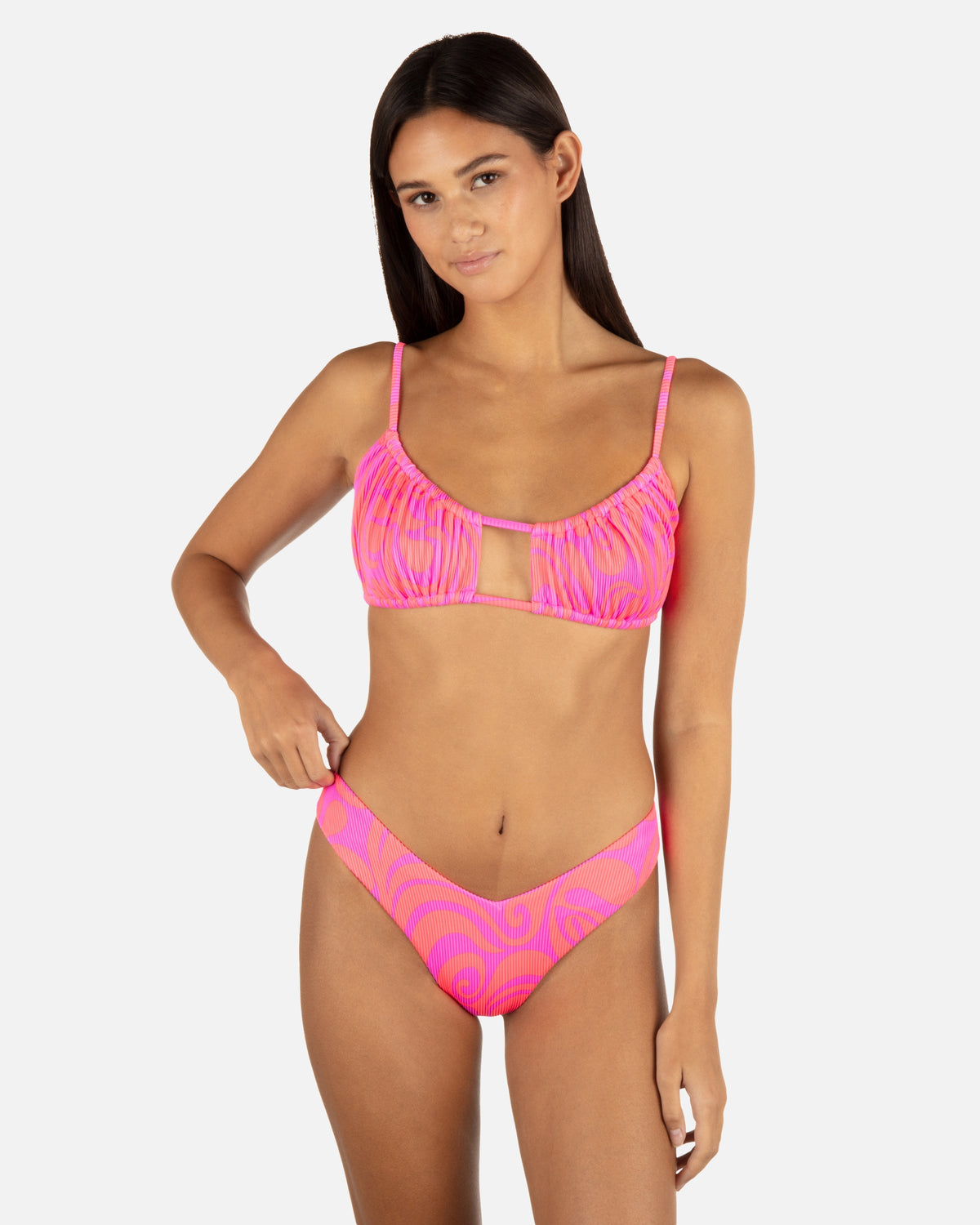 Trip Hop V Front Skimpy Bikini Bottom in Maraschino
