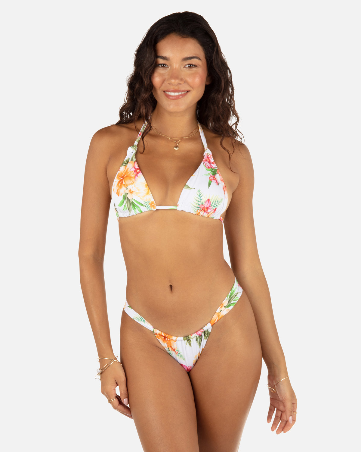Malia Soft Tie Triangle Bikini Top in White