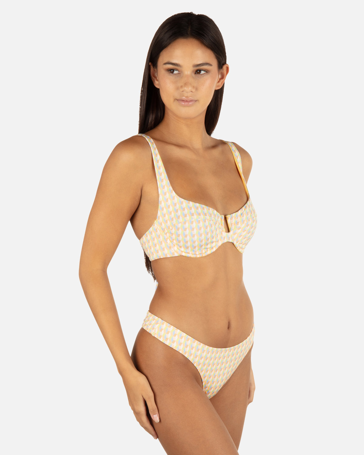 Retro Geo Underwire Bralette in Chartreuse