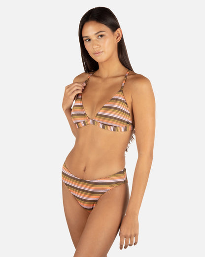 Sunset Shine Stripe Mid Rise Cheeky Bottom in Sunrise Pink