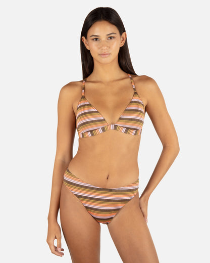 Sunset Shine Stripe Adjustable Banded Tri Top in Sunrise Pink