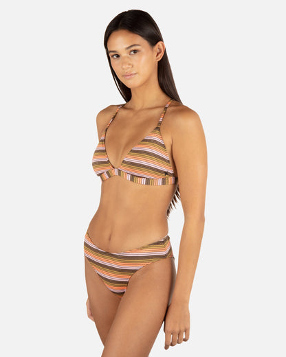Sunset Shine Stripe Adjustable Banded Tri Top in Sunrise Pink