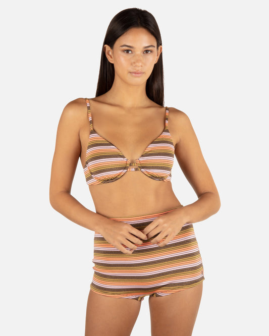 Sunset Shine Stripe Tab Underwire Bra in Sunrise Pink