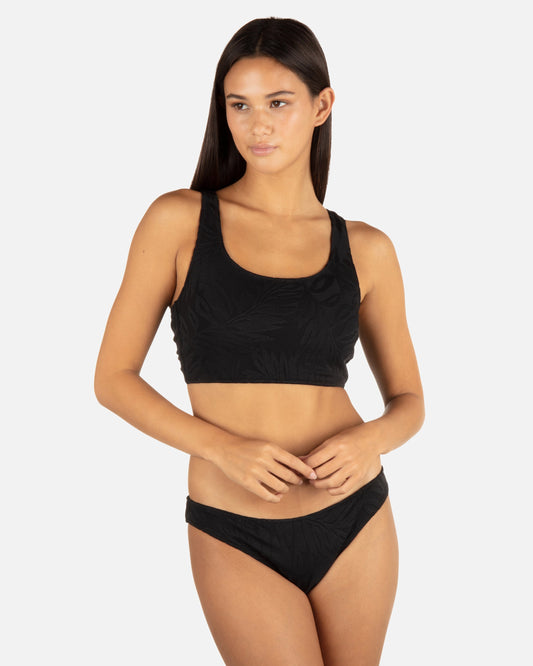 Ulu Leaf Tie Back Top in Black