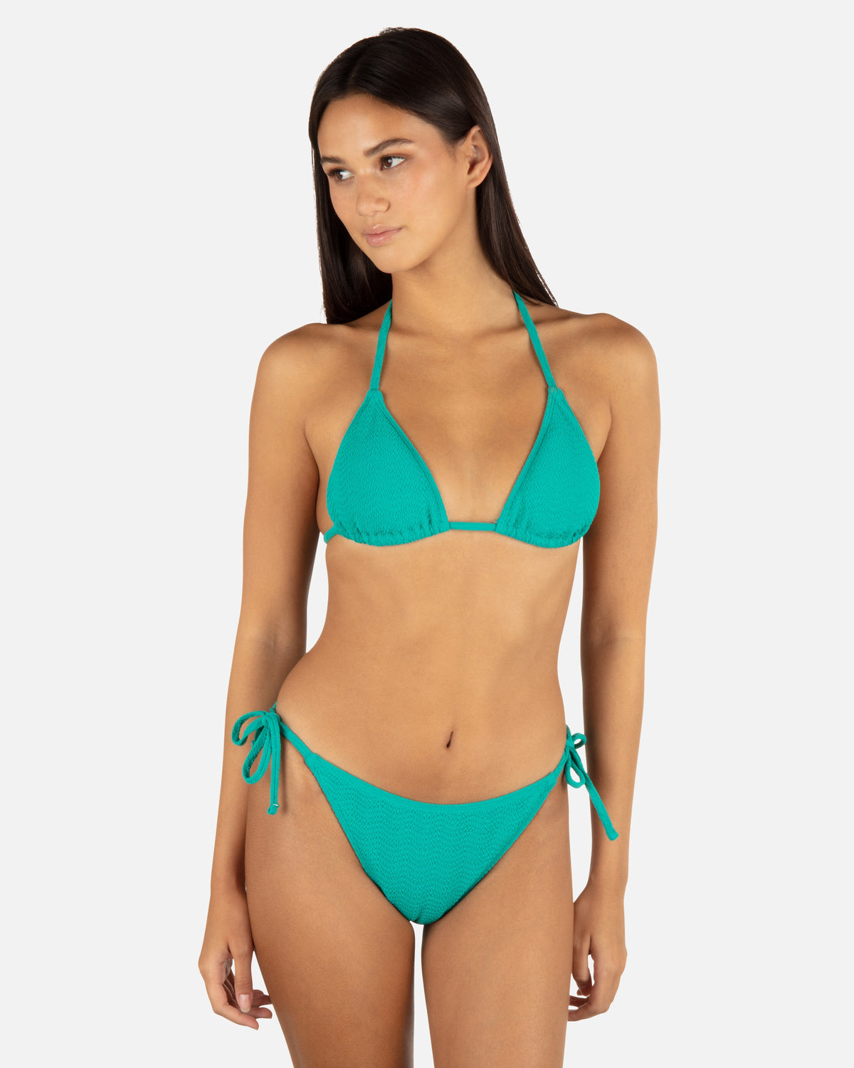 Wave Scrunch Cheeky Tie Side Bottom in Teal