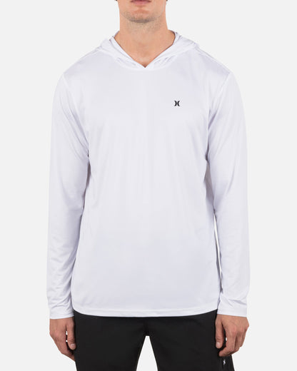 Hybrid UPF Hooded Long Sleeve in White
