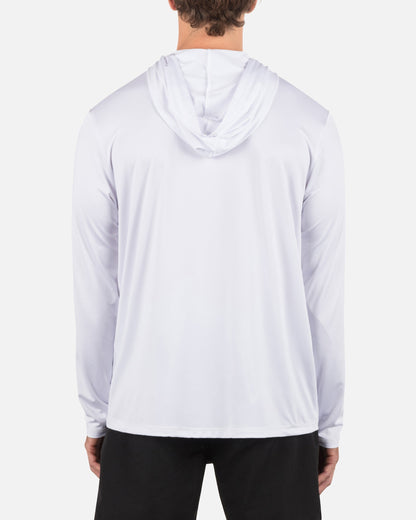 Hybrid UPF Hooded Long Sleeve in White