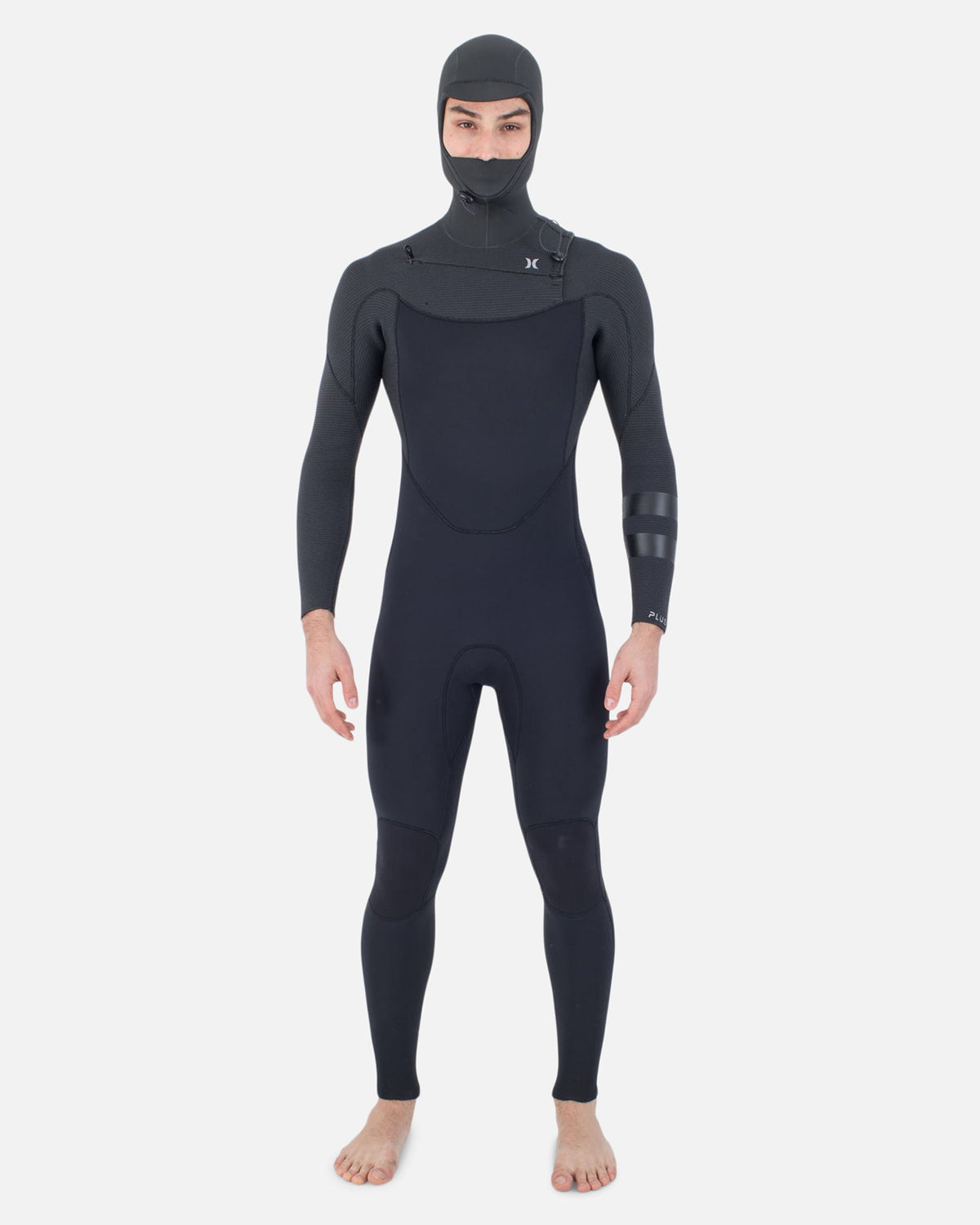 Mens Plus 4/3mm Sleeve Texture Hood Fullsuit in Black