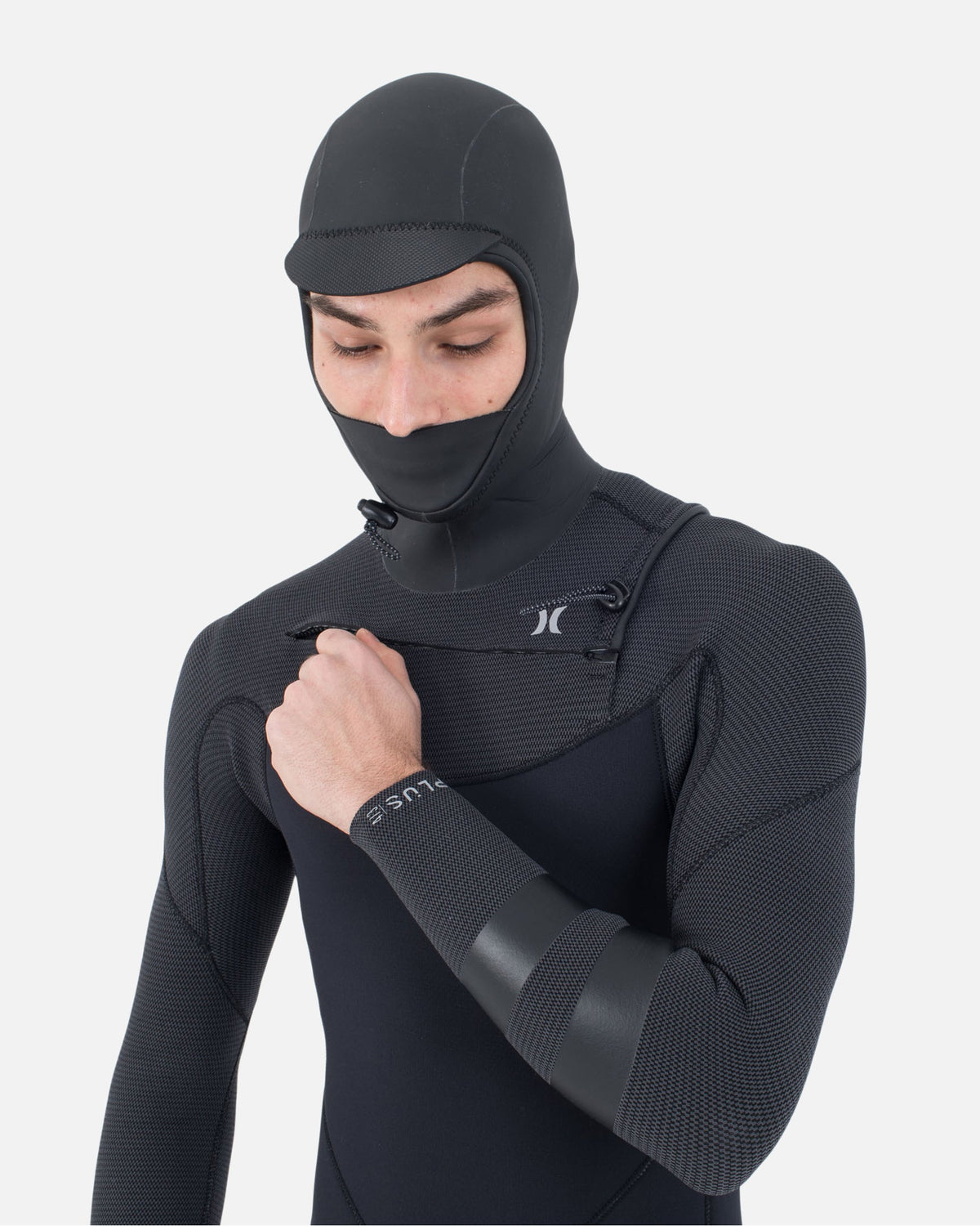 Mens Plus 4/3mm Sleeve Texture Hood Fullsuit in Black