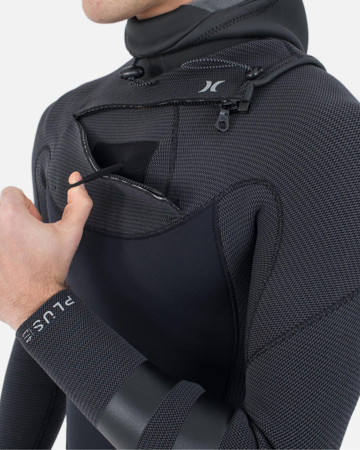 Mens Plus 4/3mm Sleeve Texture Hood Fullsuit in Black