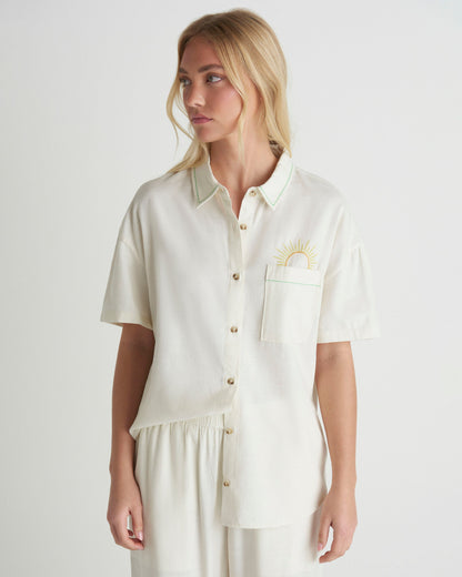 Goldie Boyfriend Short Sleeve in Off White