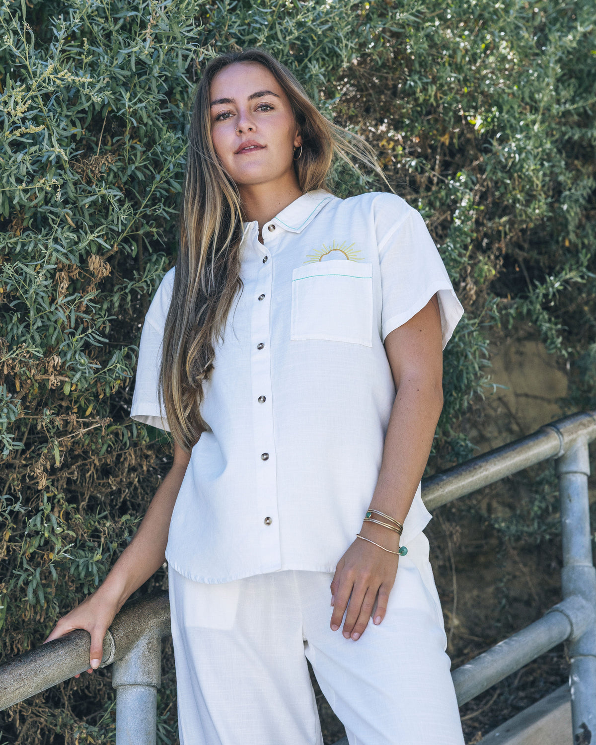 Goldie Boyfriend Short Sleeve in Off White