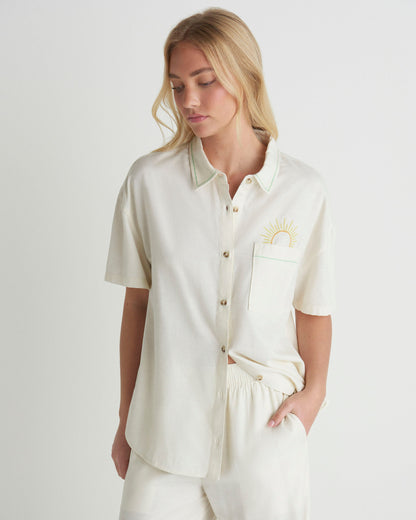 Goldie Boyfriend Short Sleeve in Off White