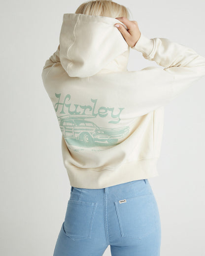 Enjoy The Good Crop Zip Hoodie in Off White