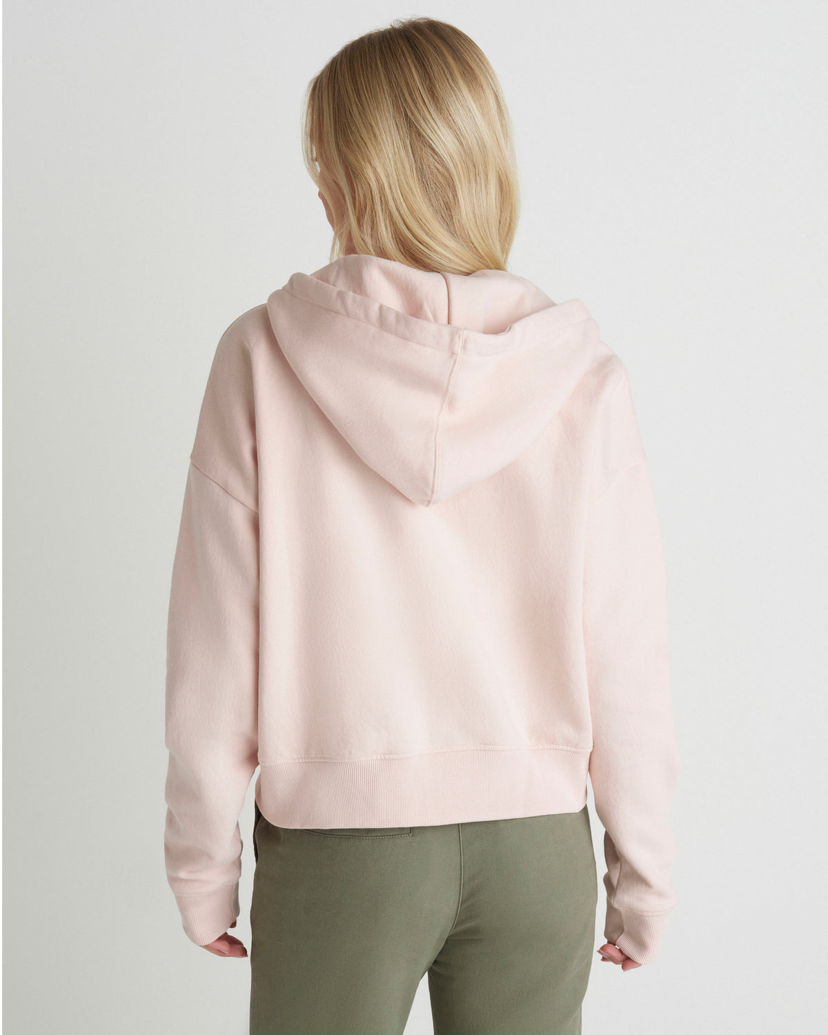 Shell Yeah Crop Zip Hoodie in Seashell Pink