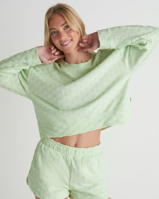 Venice Terry Boxy Crew Sweatshirt in Spray
